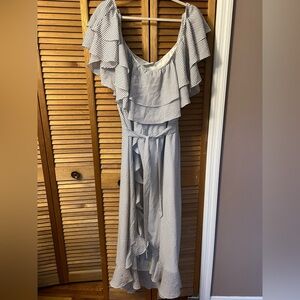 Byegreis Elegant Striped Ruffle Dress